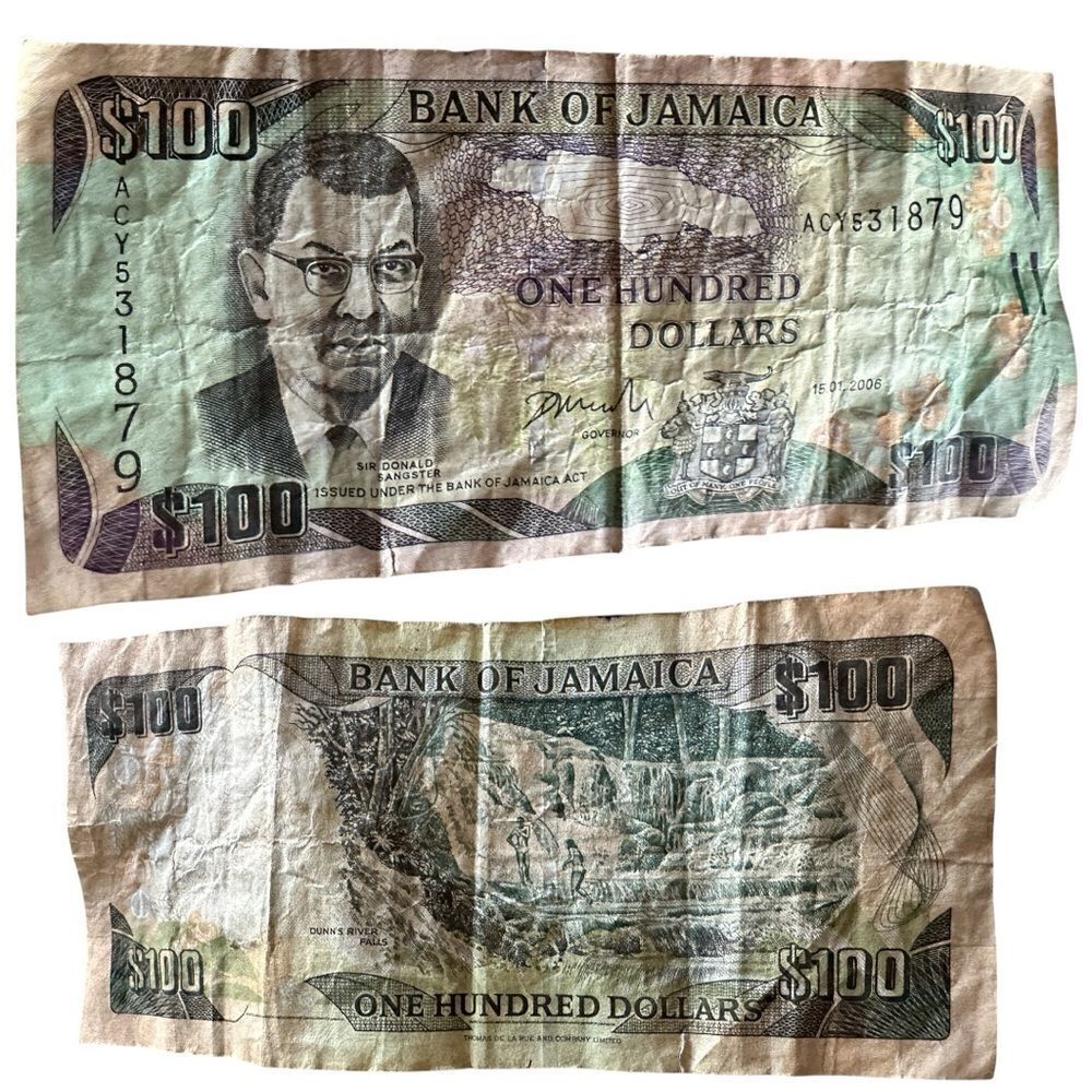 Jamaica $100 Banknote - One Hundred Dollars 
Authentic Bank of Jamaica